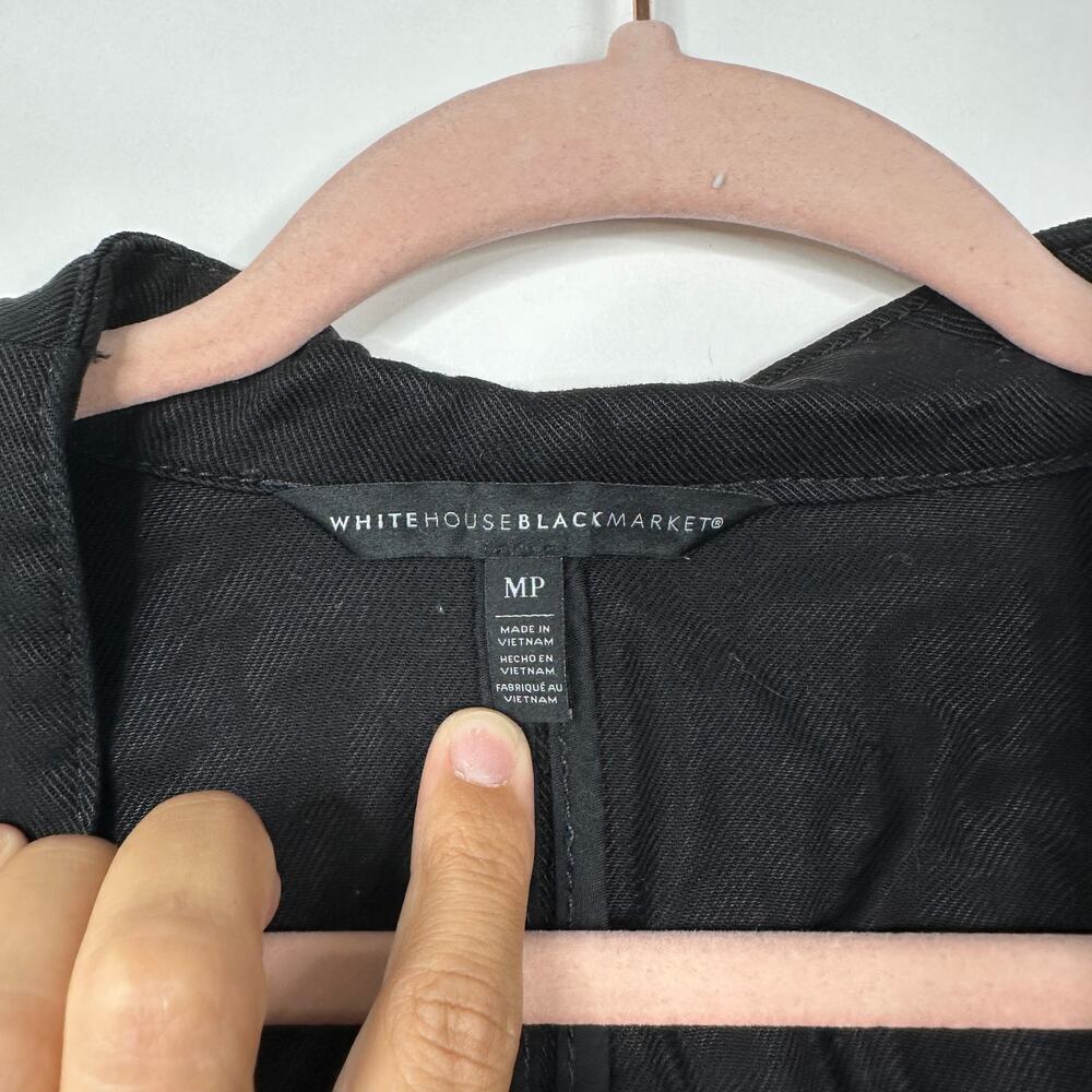 2/$30 White House Black Market Cropped Jacket Cinched Sleeve Black MP #8159 - Picture 9 of 10